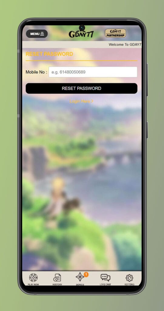 Forgot password gday77 casino